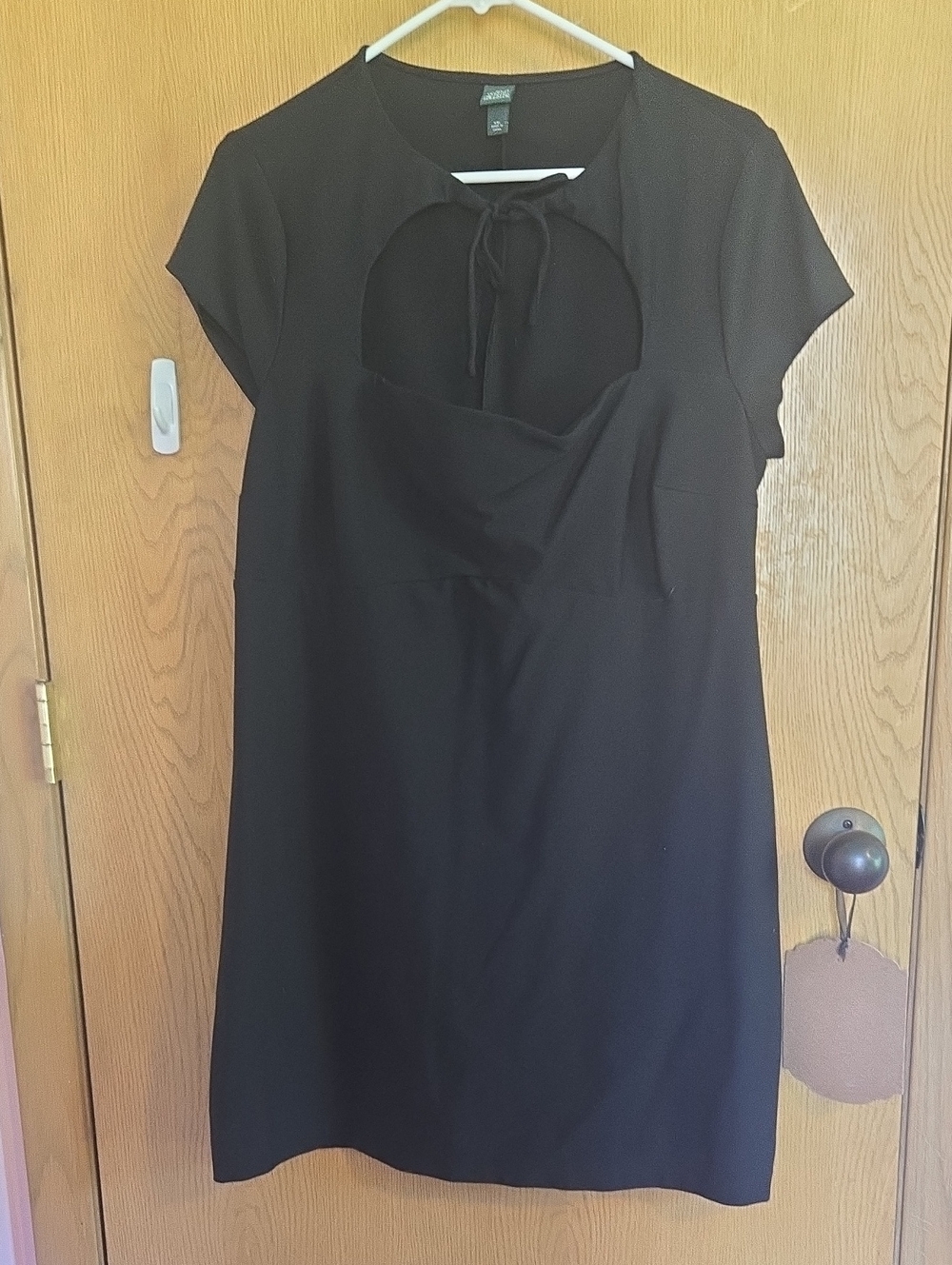 wild fable Black Mini Dress with Cutout Tie Neck